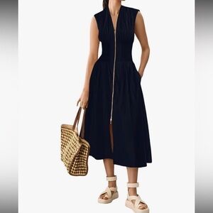 Anthropologie Dark Blue Midi Dress